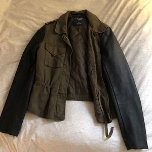 Faux leather and army jacket